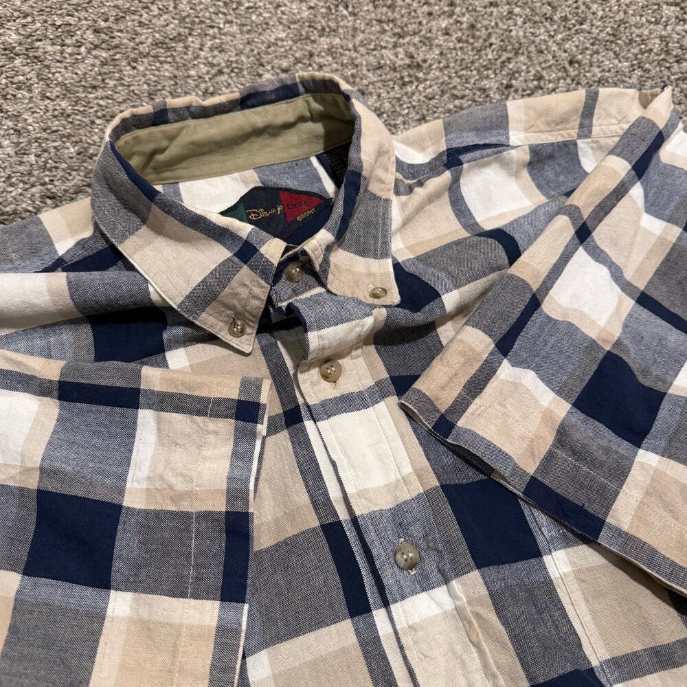 Vintage 90s Disney Store Mickey Mouse Plaid Shirt Mens L Short Sleeve
